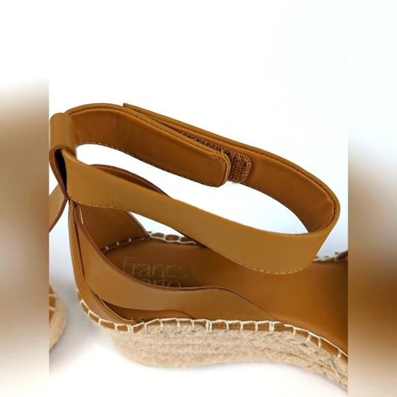 Franco Sarto Callia Brown Leather Wedge Espadrilles Sandals Ankle Strap Size 12 - Picture 5 of 10